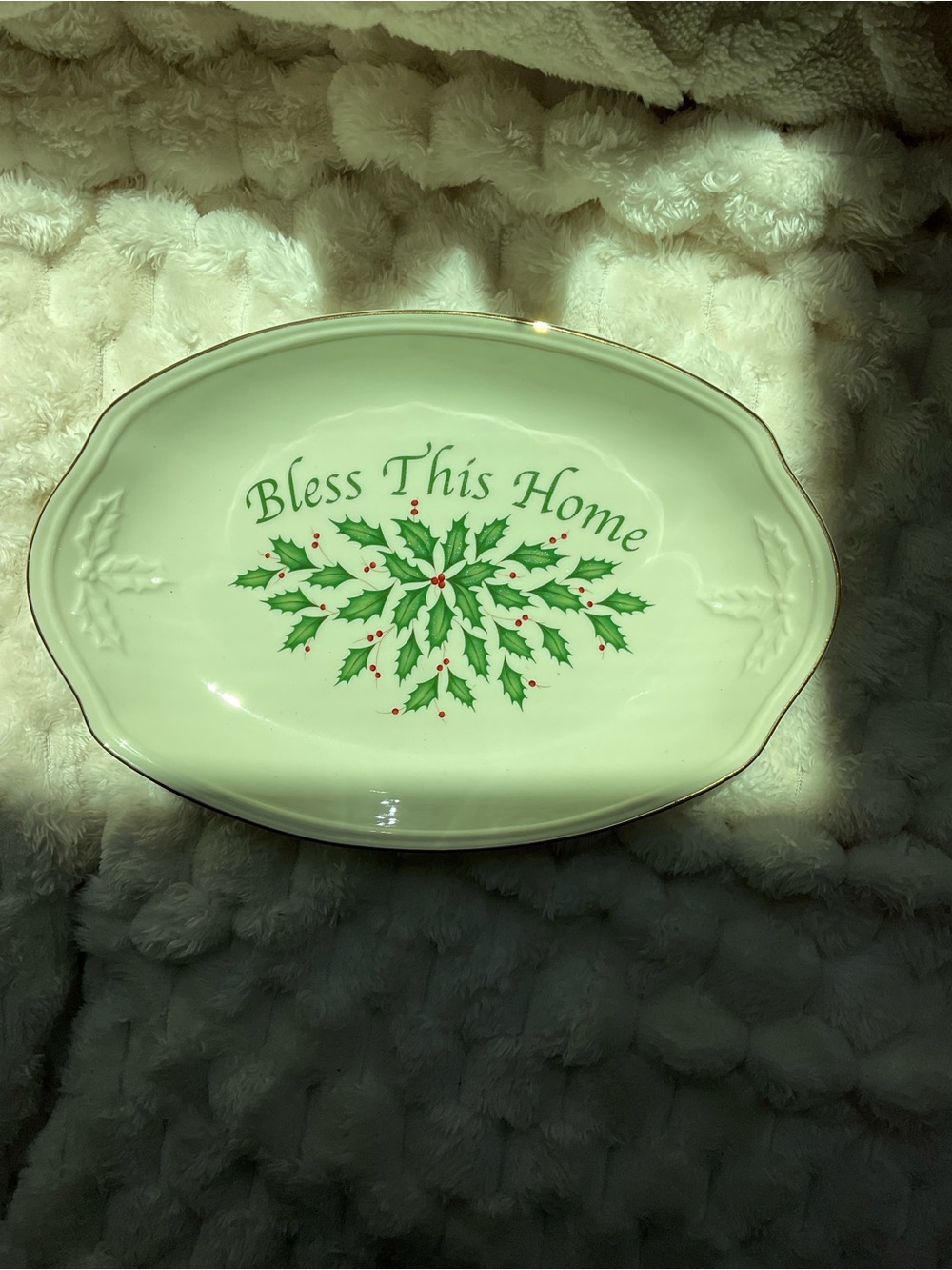 NWT Lenox Cream Oval Serving Platter with Gold Trim